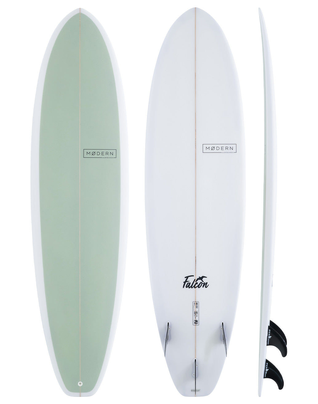 Modern Surfboard Falcon, mid length surfboard - olive green