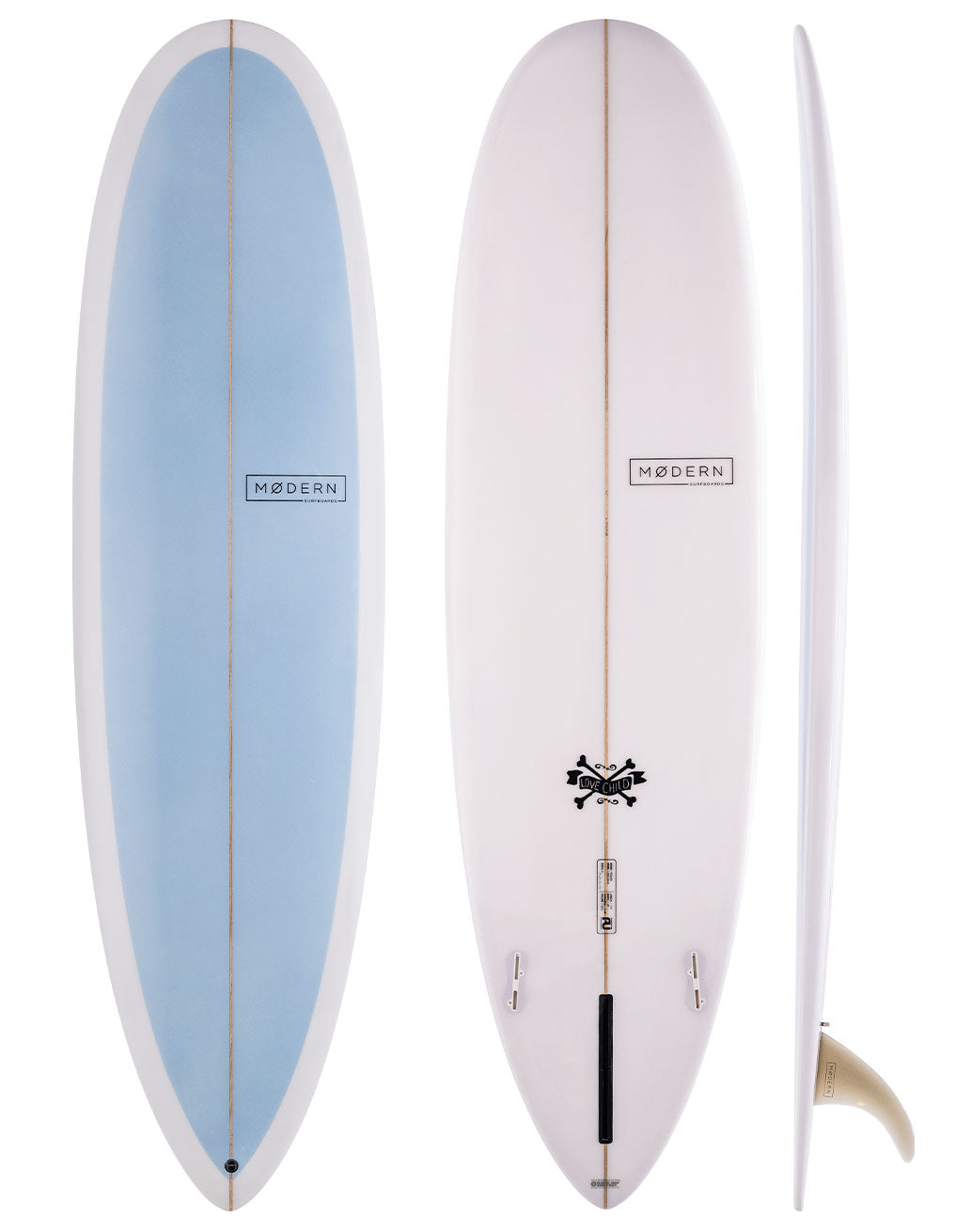 Modern Surfboards - Love Child mid length surfboard - sky blue