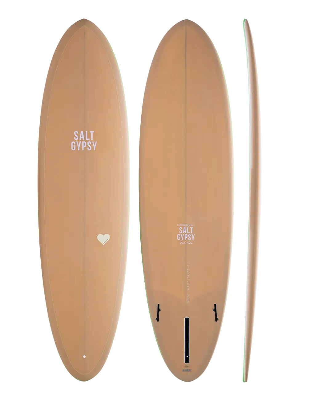 Cynthia Rowley X Salt Gypsy Mid Tide mid length surfboard - camel