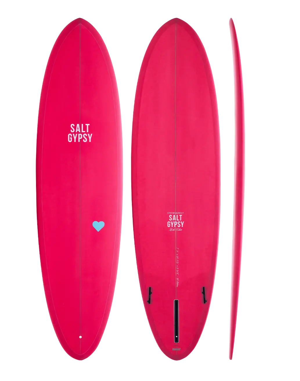 Cynthia Rowley X Salt Gypsy Mid Tide mid length surfboard - pink glo