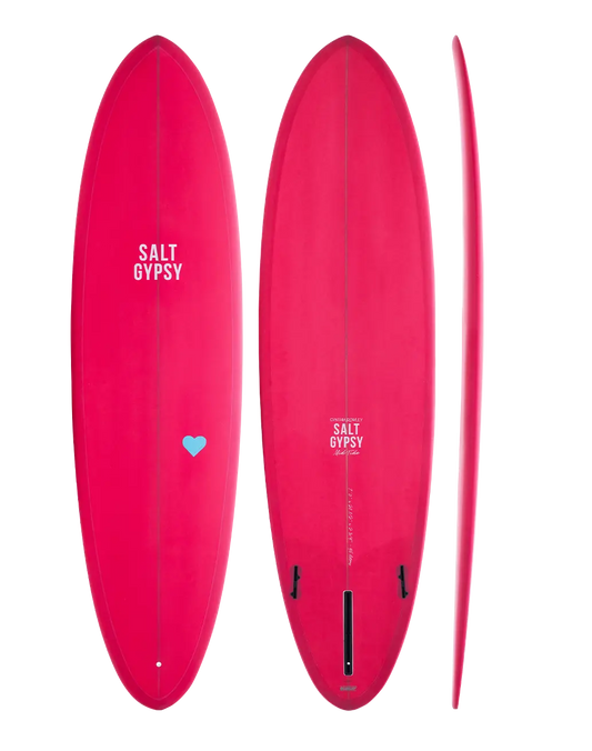 Cynthia Rowley X Salt Gypsy Mid Tide mid length surfboard - pink glo