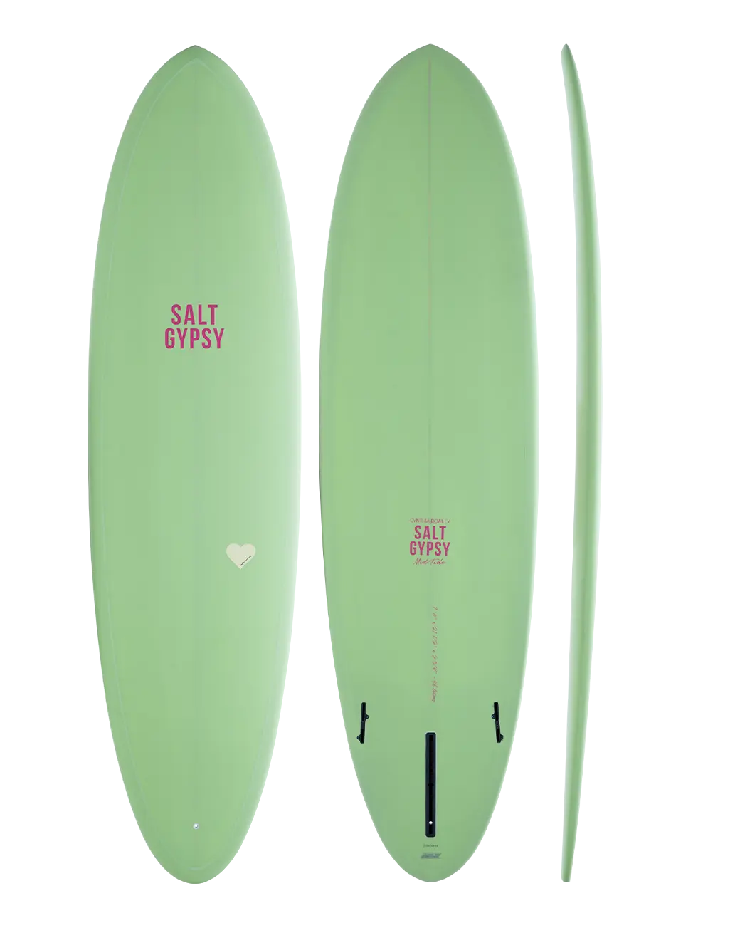 Cynthia Rowley X Salt Gypsy Mid Tide mid length surfboard - pastachio