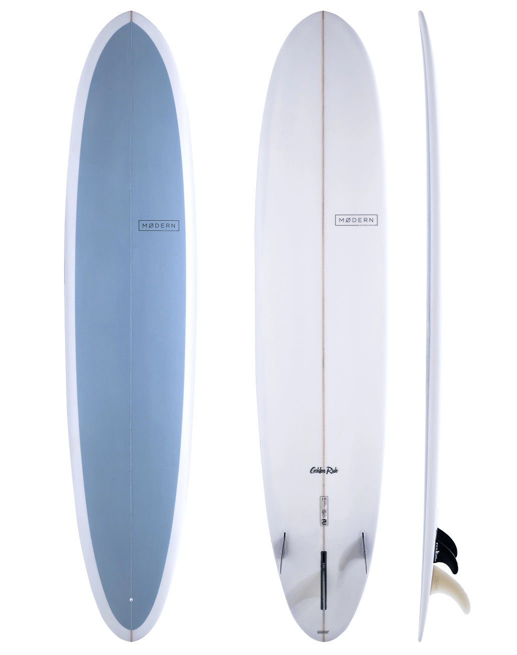 Modern Surfboards Golden Rule longboard steel blue color