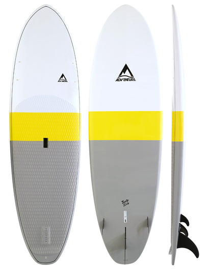 Adventure Paddleboarding Sixty Forty - grey, yellow and white stand up paddleboard