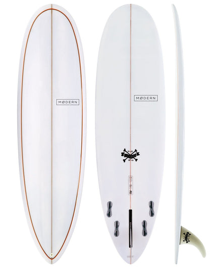 Modern Surfboards Love  Child - white mid length surfboard