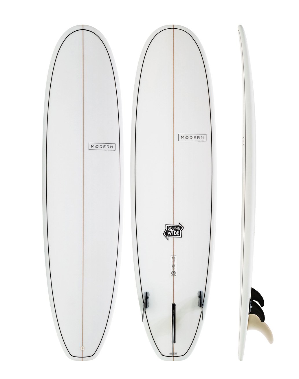 Modern Surfboards Double Wide - white mid length surfbaord