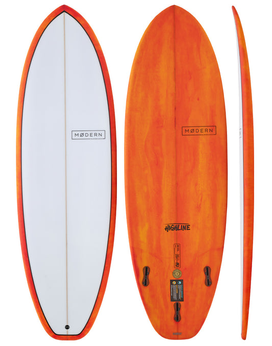 Modern Surfboards Highline - orange and white surfboard