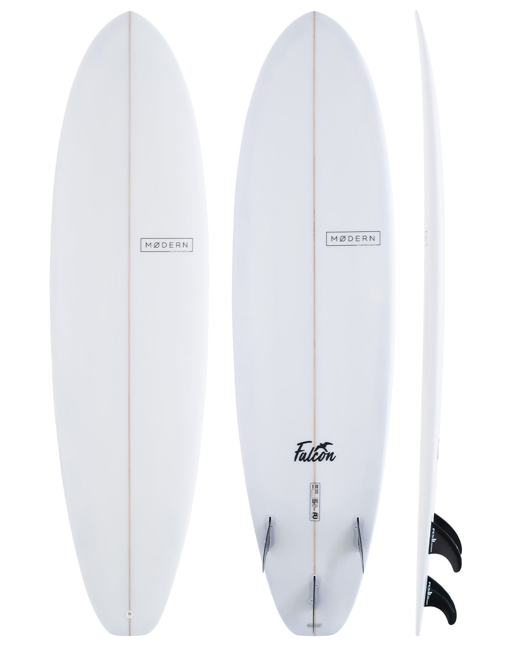 Modern Surfboard Falcon, mid length surfboard - clear