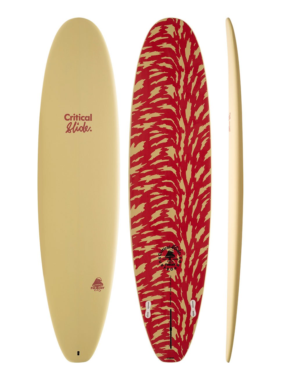 The Critical Slide Society Surfboards Fun Guy - beige and red colored longboard
